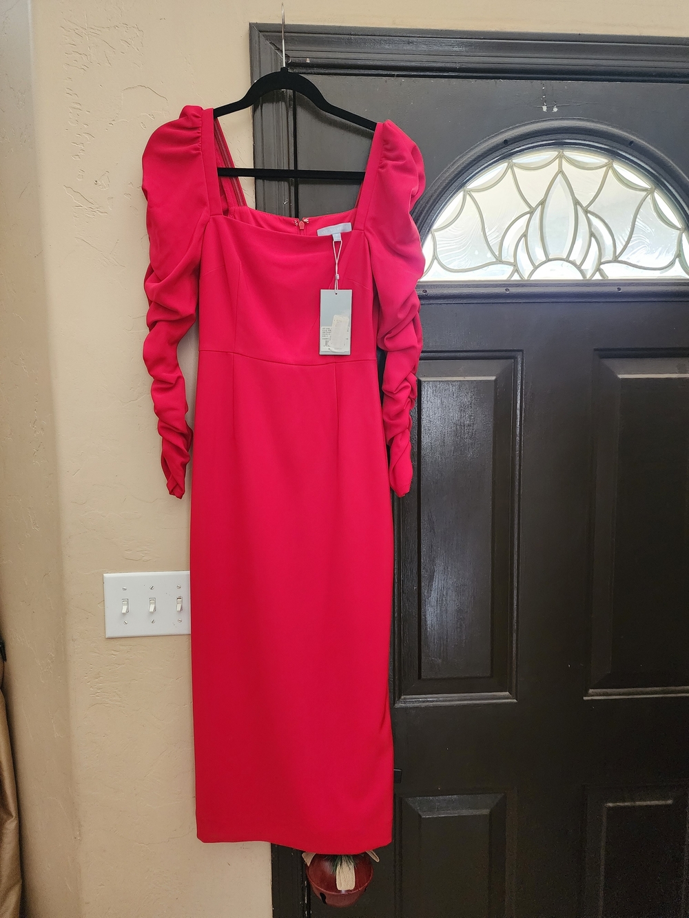 ANTONIO MELANI Red Puff-Sleeve Dress